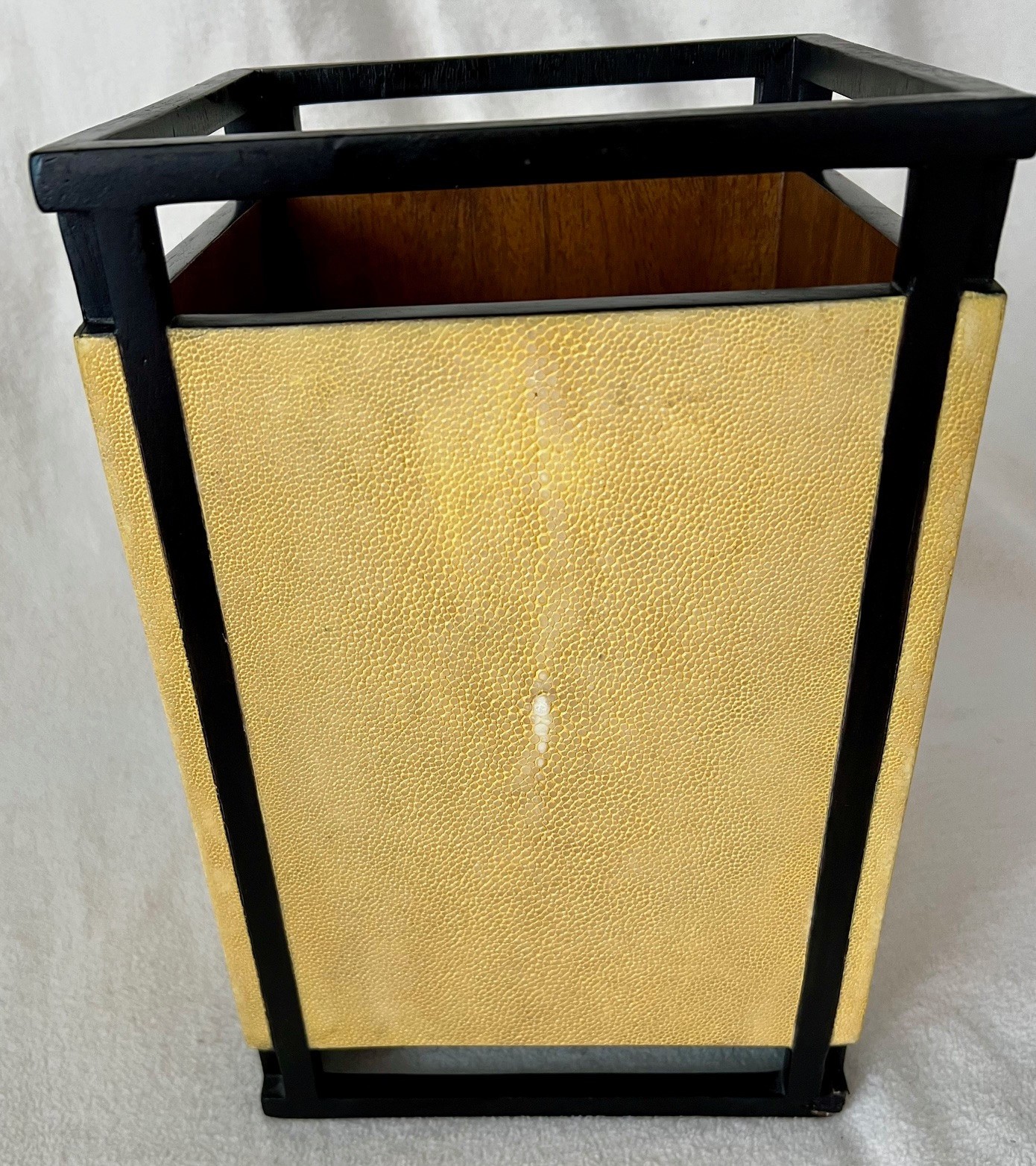 Vintage R &Y Augousti Exotic Shagreen Stingray Wood Contemporary Waste Basket