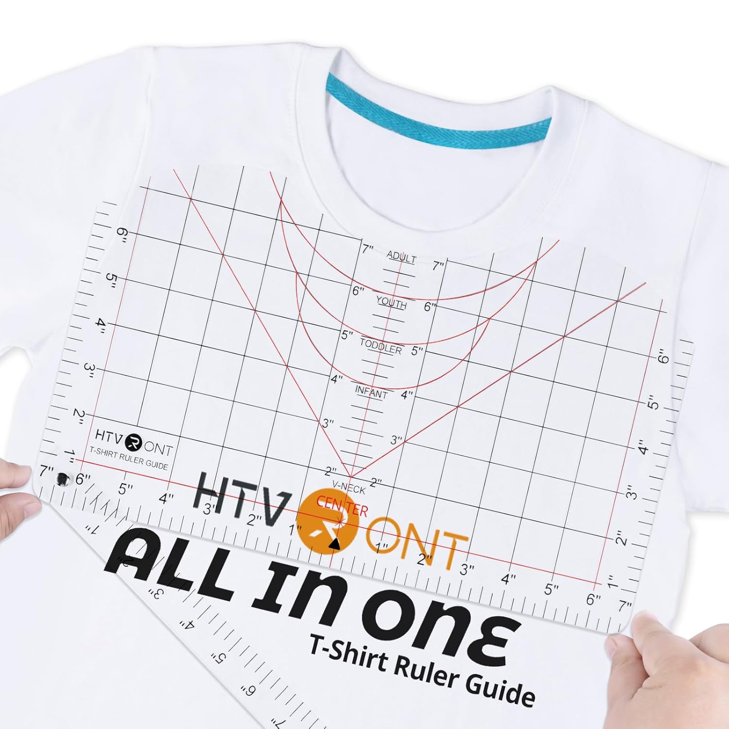 HTVRONT Tshirt Ruler Guide for Vinyl Alignment - Transparent PVC Tshirt Measurem