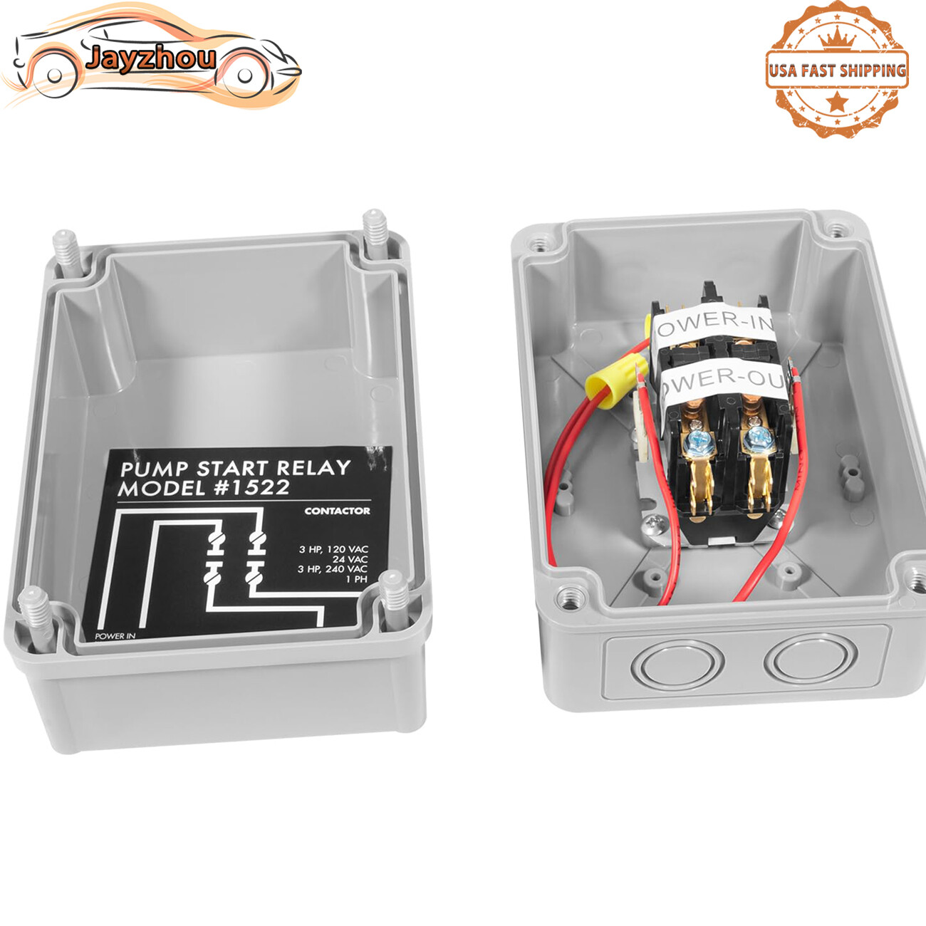 1522 Pump Start Relay for Irrigation Systems with Housing 3 HP / 110V / 220V