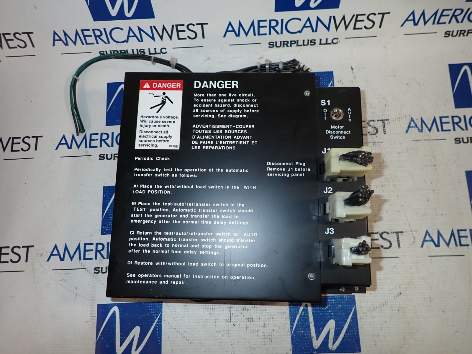 30-310502 Motor Disconnect Switch Control Panel -USED