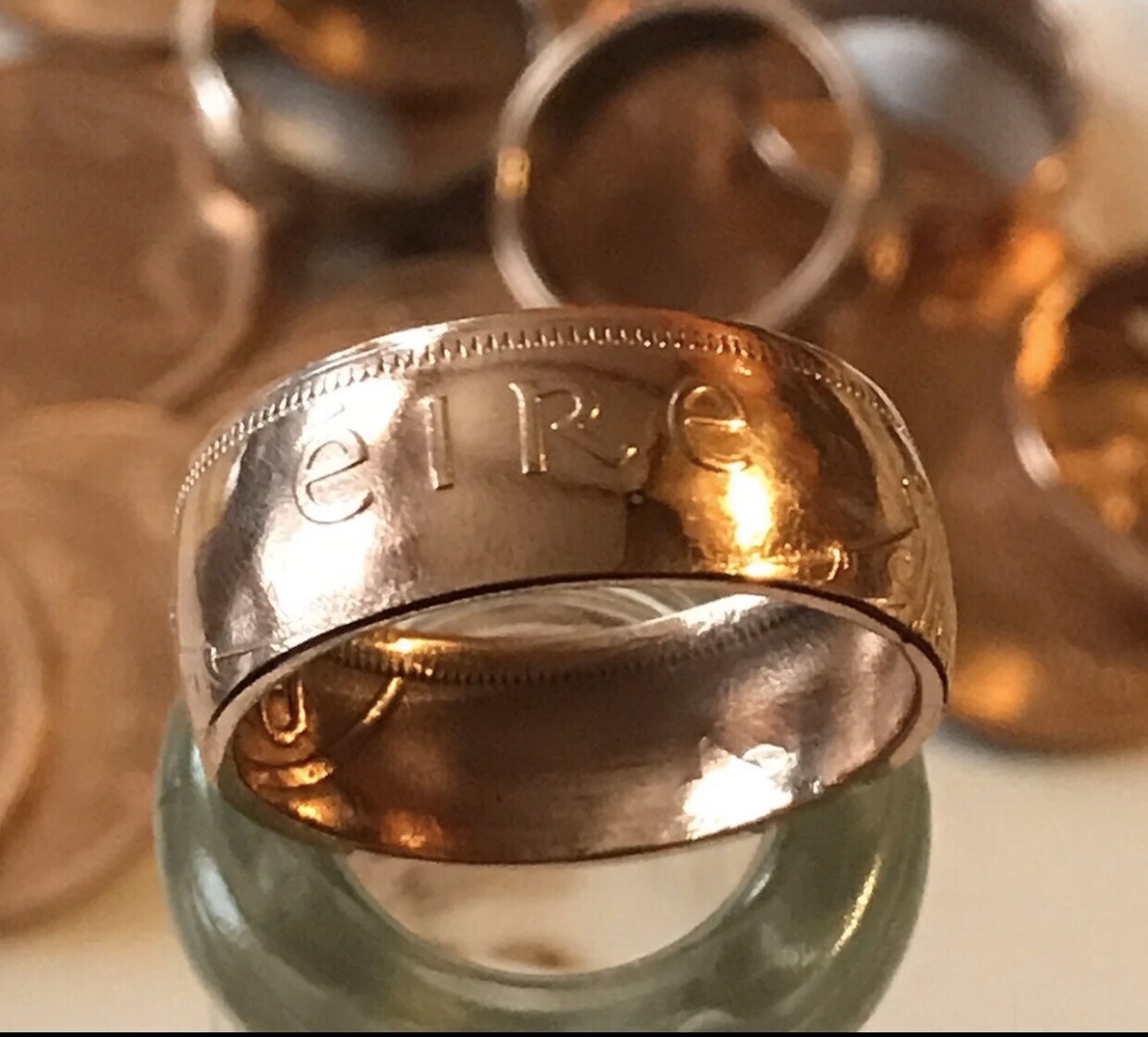 Coin Ring Ireland + one penny size 9.5
