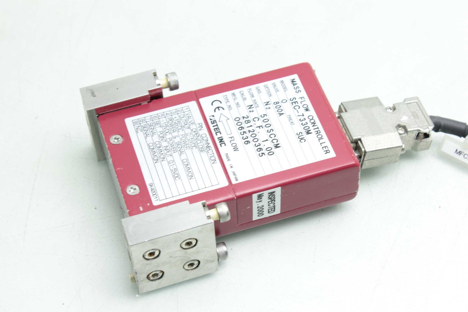 Stec SEF-7330 Mass Flow Controller / 500SCCM Flow Rate / for N2 Nitrogen