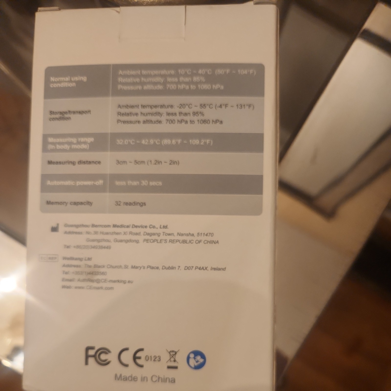 Non-Contact Infrared Forehead Thermometer, Berrcom JXB-178