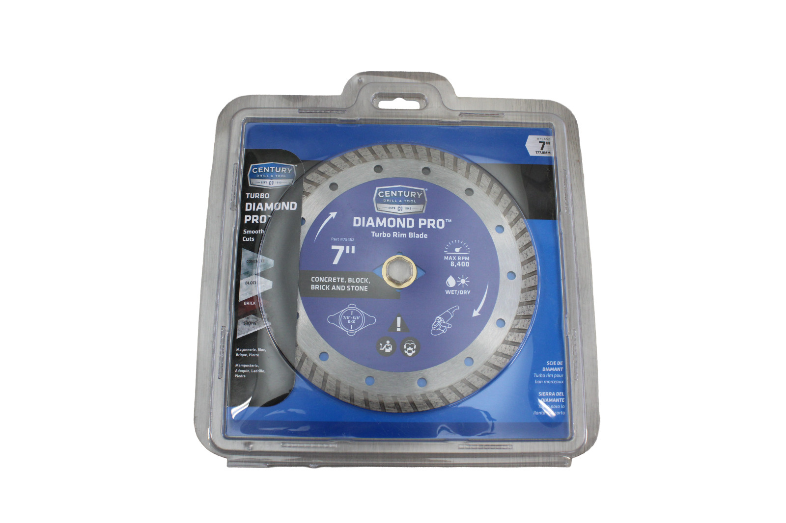 Century Drill & Tool 75452 Professional Turbo Rim Diamond Pro Saw Blade, 7"