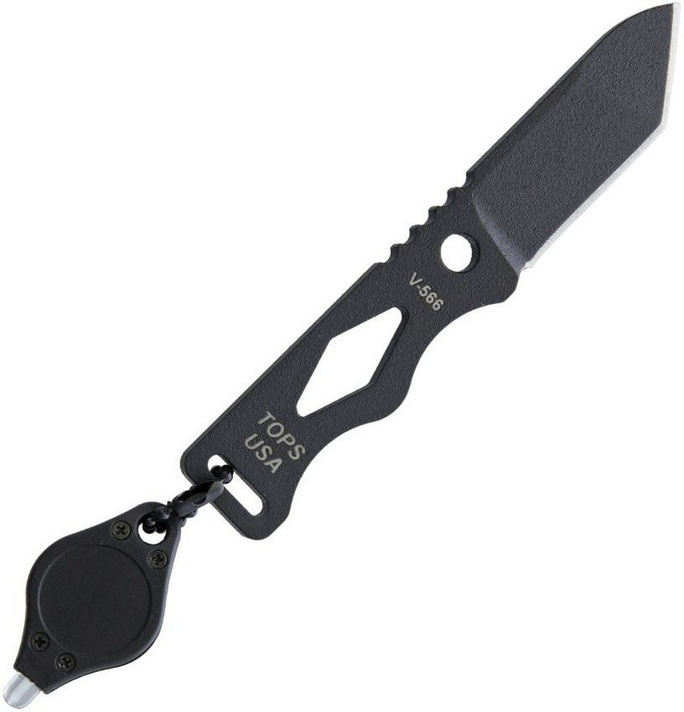 TOPS Chico Neck Fixed Knife 1095 Steel Blade Black Carbon Steel Handle - CHI-01
