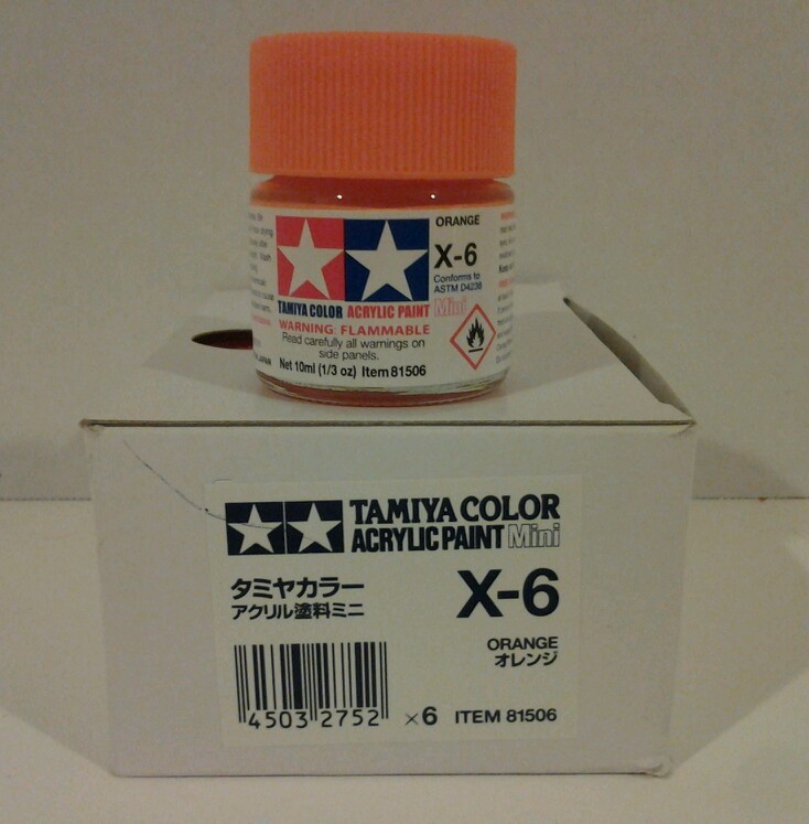 Tamiya acrylic paint.X-6 Orange 10ml Mini.