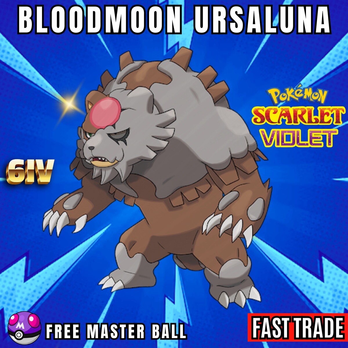 BLOOD MOON URSALUNA ⭐️6IV⭐️ Pokemon Scarlet & Violet 🚀Fast 🚀 Pokémon HOME