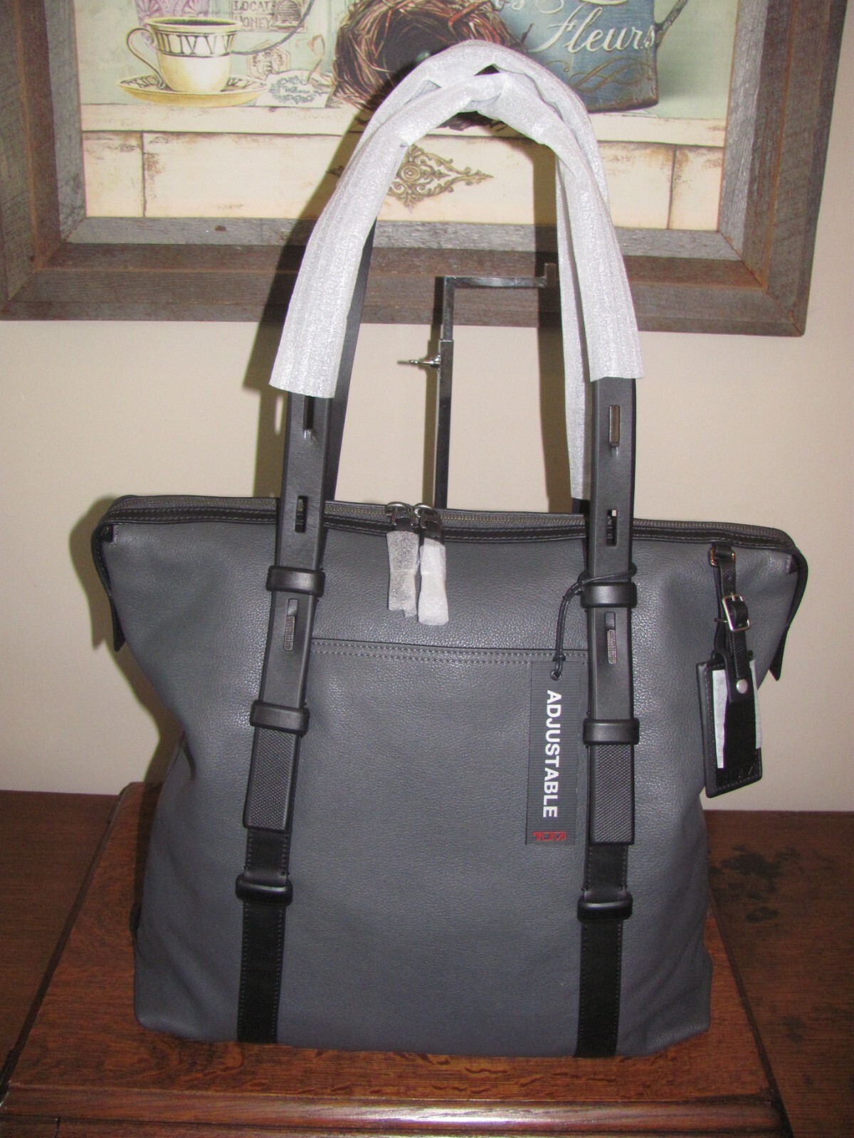 Tumi MISSION Grey IRON Leather TOTE Bag NEW RARE HTF GORGEOUS 68990