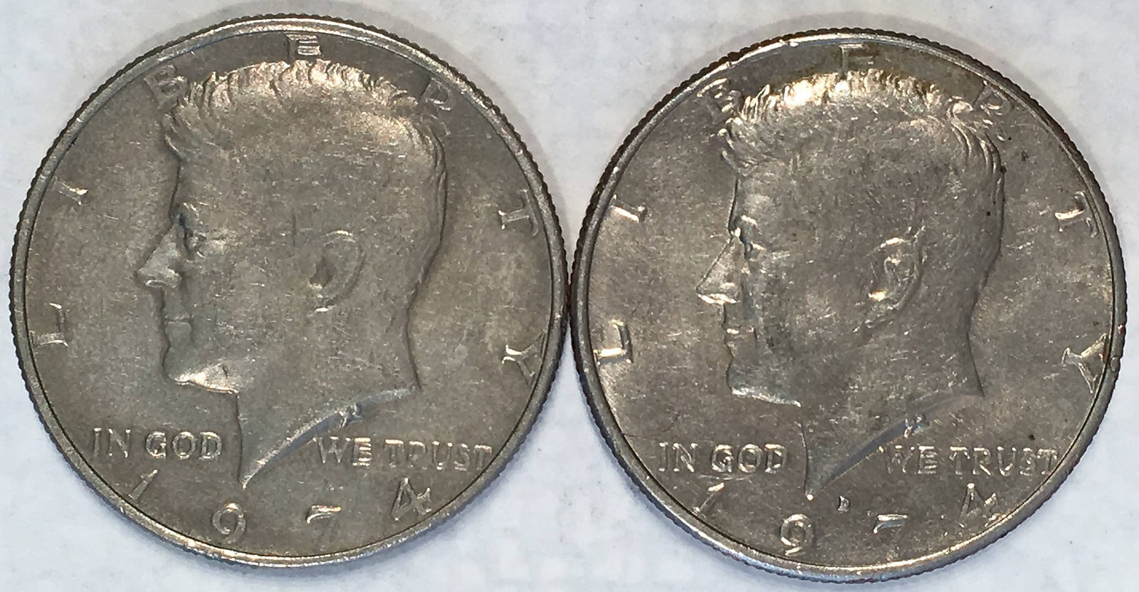 1974-P & 1974-D Luster Detail 2pc Lot Kennedy Half - High Quality Scans #B454