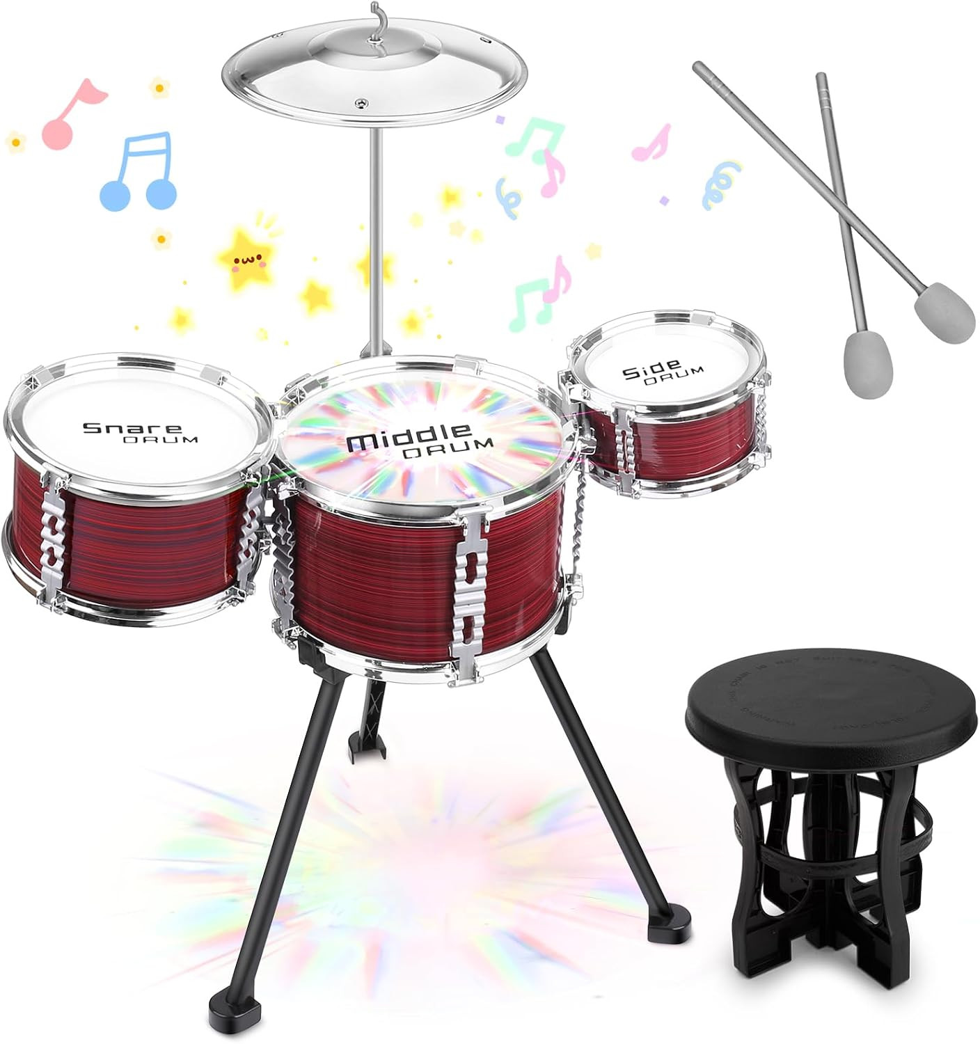 Upgraded Toddler Drum Set with Lights Kids Jazz Drum Kit for 3-5 Boys Girls | Mu