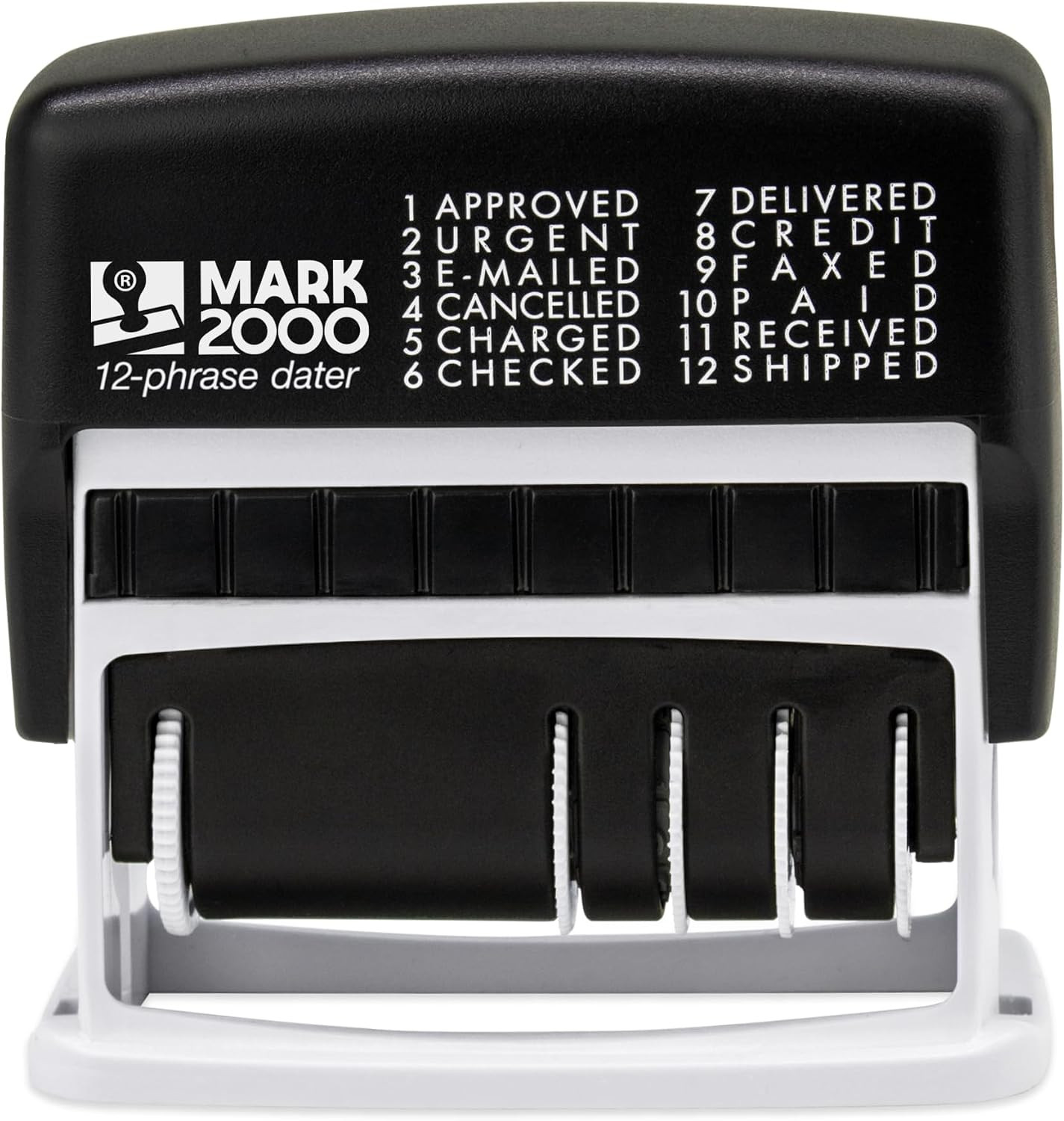 12-Phrase Dater - Date & Phrase Self-Inking Stamp - Red Ink