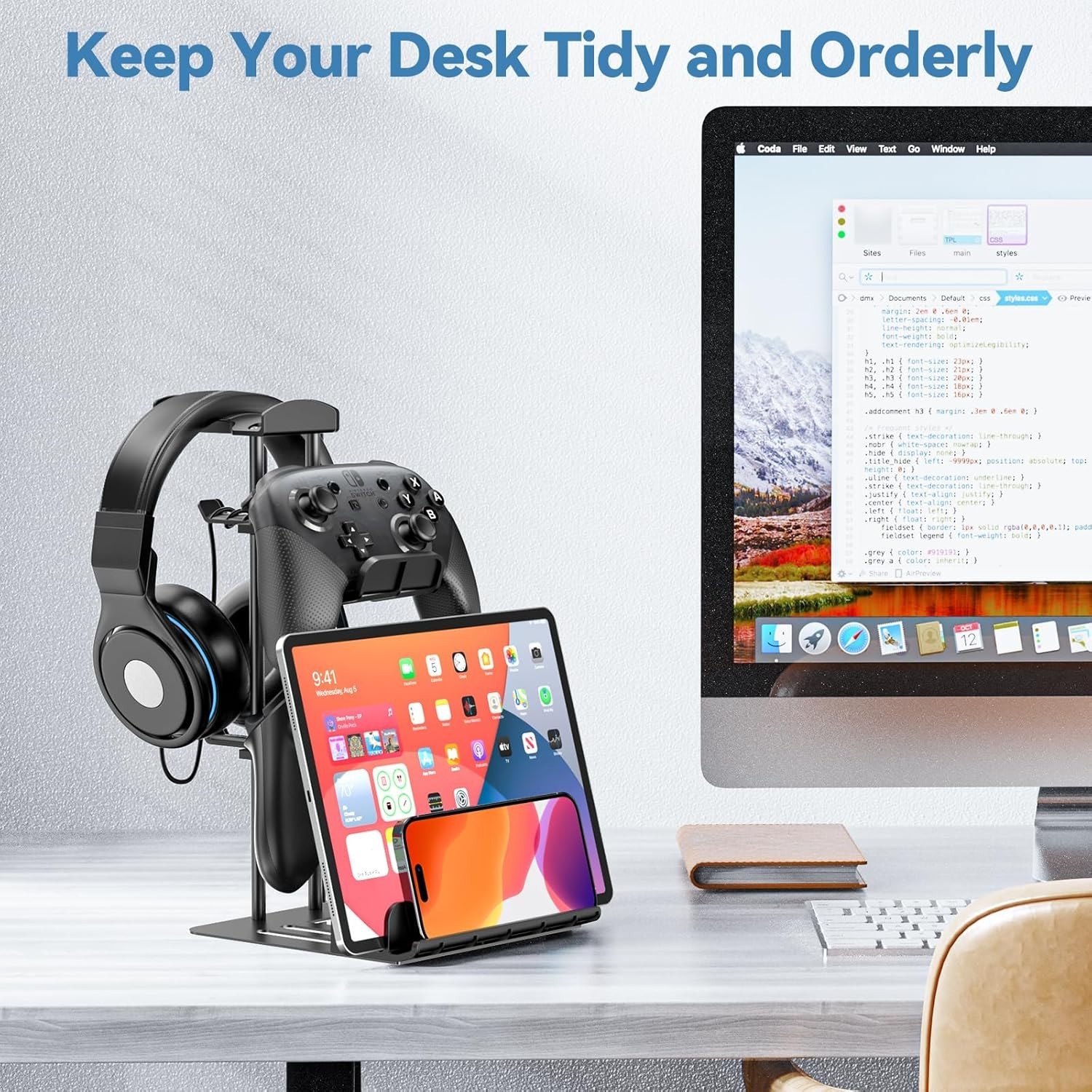 Headphone Stand, Controller Holder & Headset Holder for Desk, Earphone Stand ...