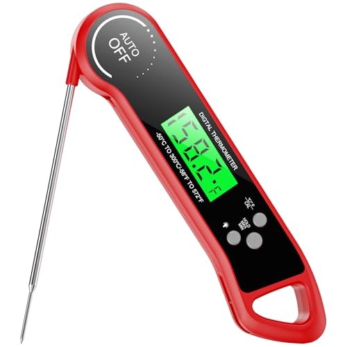 Meat Thermometer Digital, Instant Read Thermometer with Backlight, red