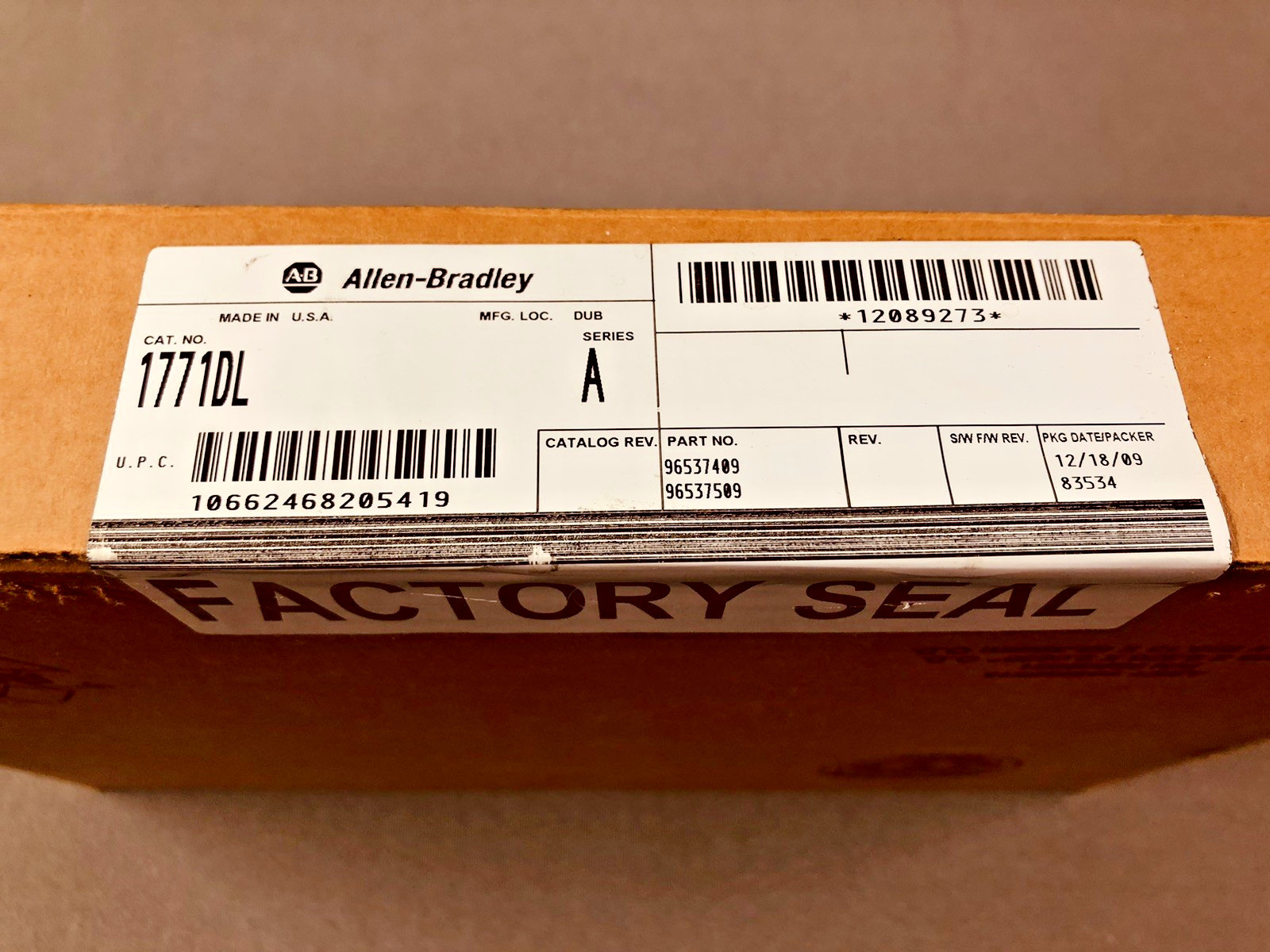 Allen-Bradley 1771-DL Gray Encoder Input Module 8-Bit 12-24VDC (Factory Sealed)