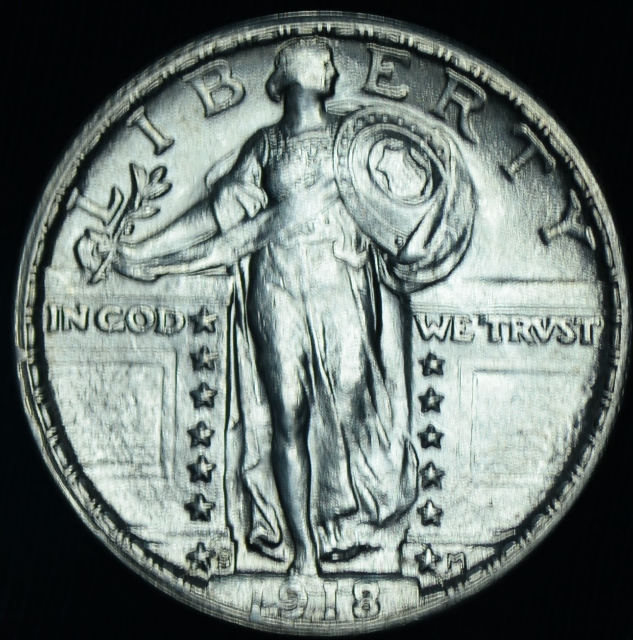 1918-S 25C Standing Liberty Quarter Lustrous BU Scarce This Nice ~ 26432
