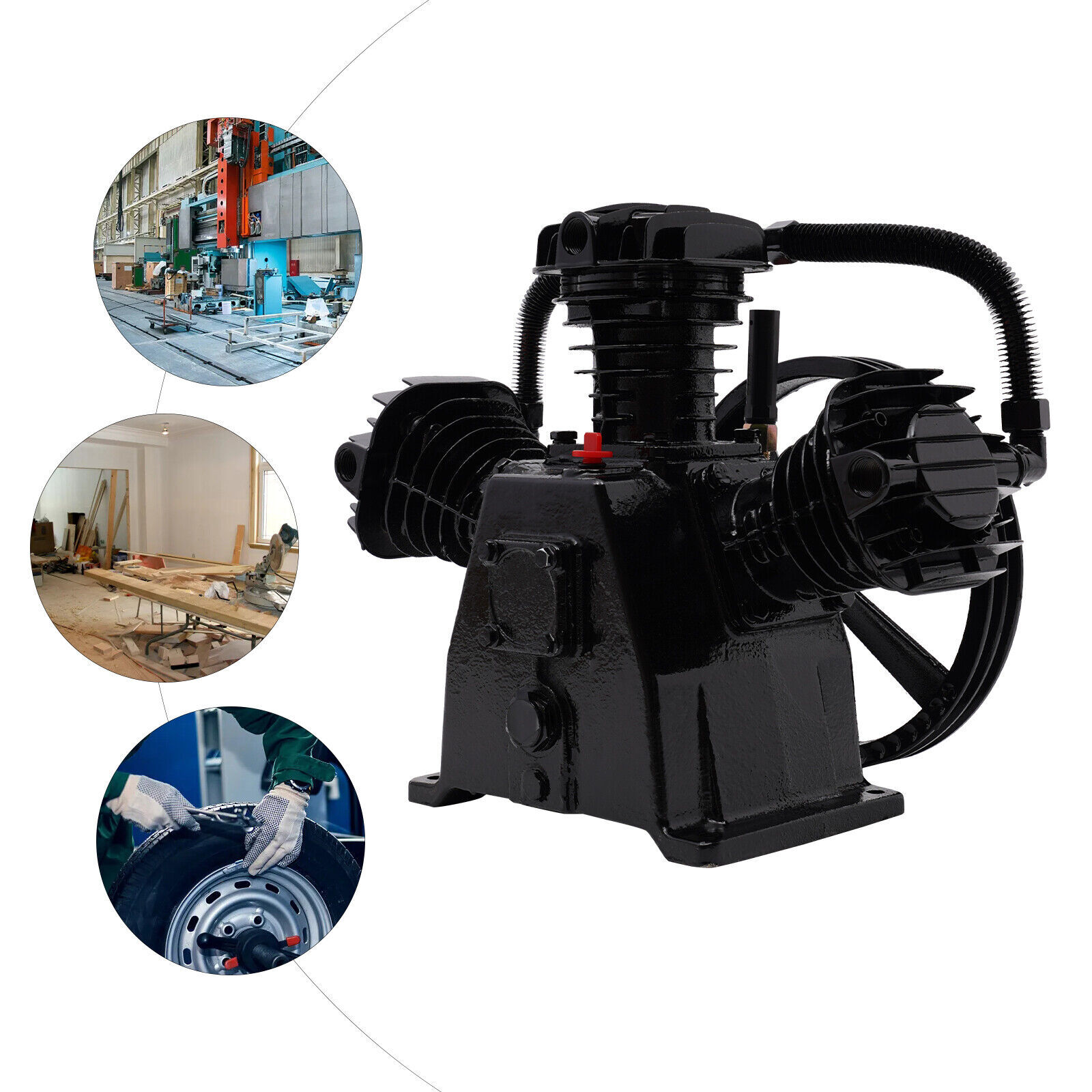 4HP Single-Stage Inline-Twin Replacement Air Compressor Pump 3 Cylinder Head