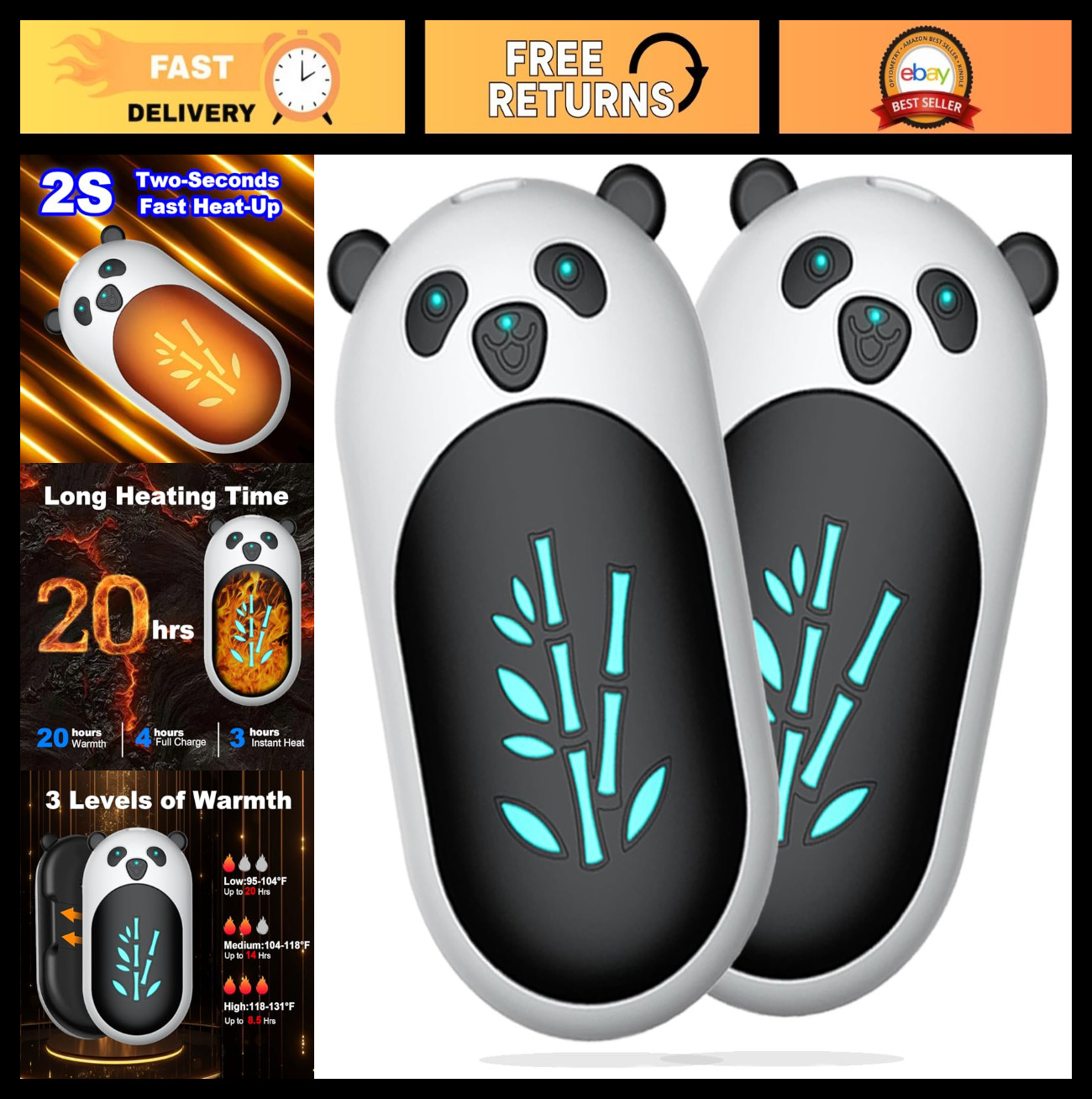 Rechargeable Hand Warmers 6000mAh - 20Hrs Heat, Portable Pocket Heater, Gifts fo