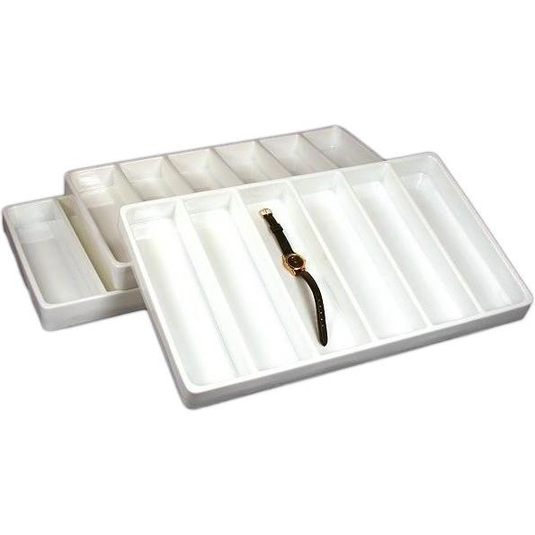 3 6 Compartment White Plastic Tray Inserts 16"