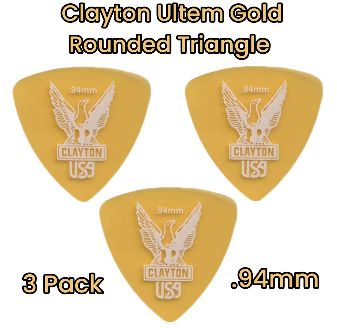 Clayton Ultem Gold Rounded Triangle Picks  .94mm  3 Picks