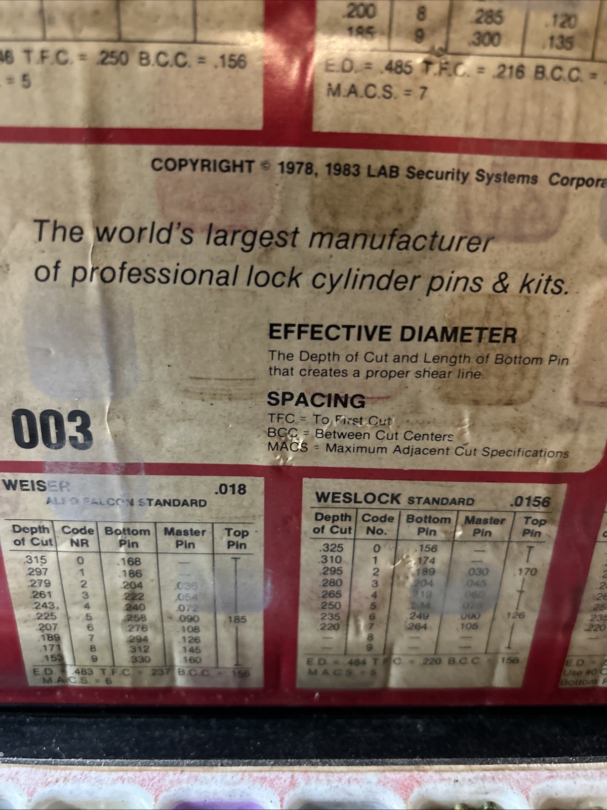 Vintage U.S. Lock Professional Pin Kit