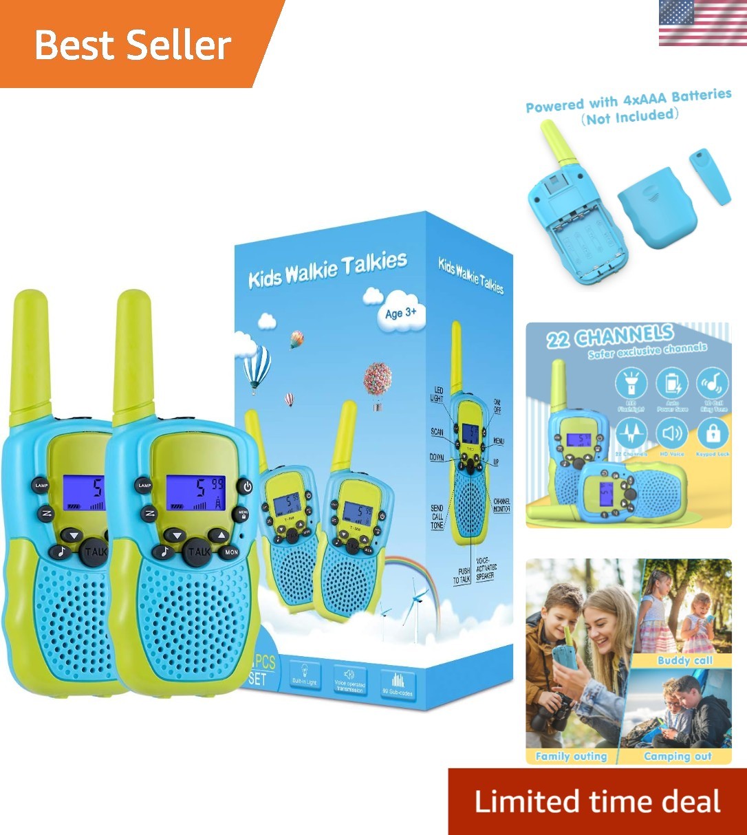 Fun Kids 2-Way Radios with 3 Miles Range - Perfect for Camping & Adventures!