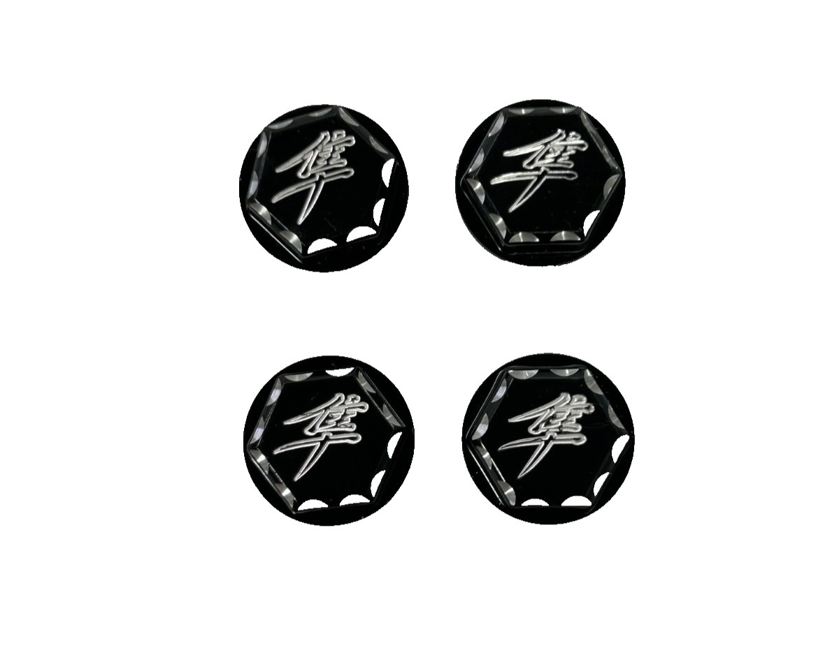 HAYABUSA BLACK DIAMOND CUT KANJI TRIPLE TREE BOLT CAPS 22-26 SUZUKI HAYABUSA