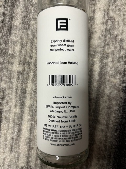 Effen Vodka 750ml Bottle Excellent