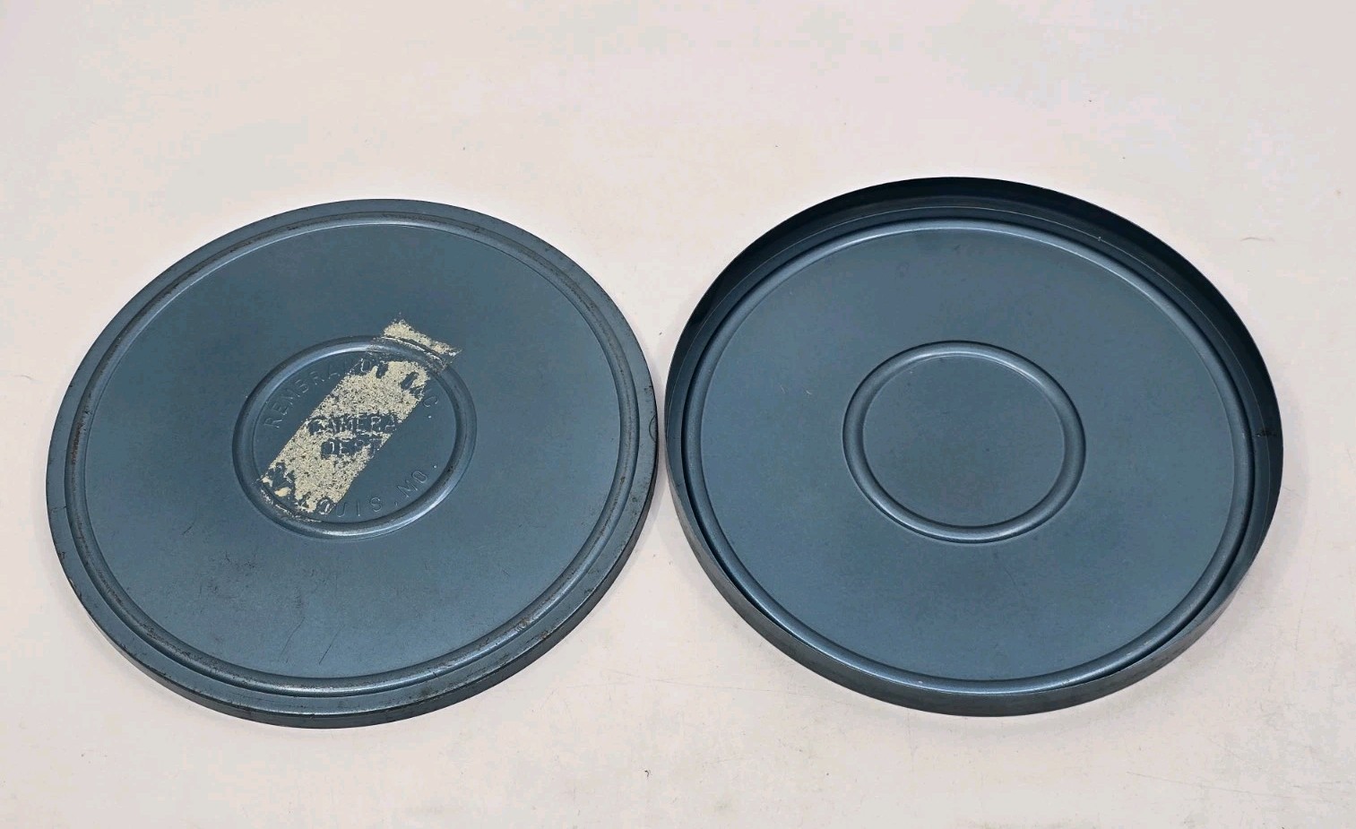 Vtg Metal Turquoise Blue Film Movie Projector Reel Case 8mm Rembrandt Inc 7"
