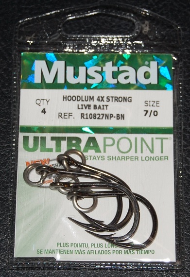 4 Pack Mustad Ultra Point R10827NPBN-70 Hoodlum 4X Ringed Bait Hooks Size 7/0