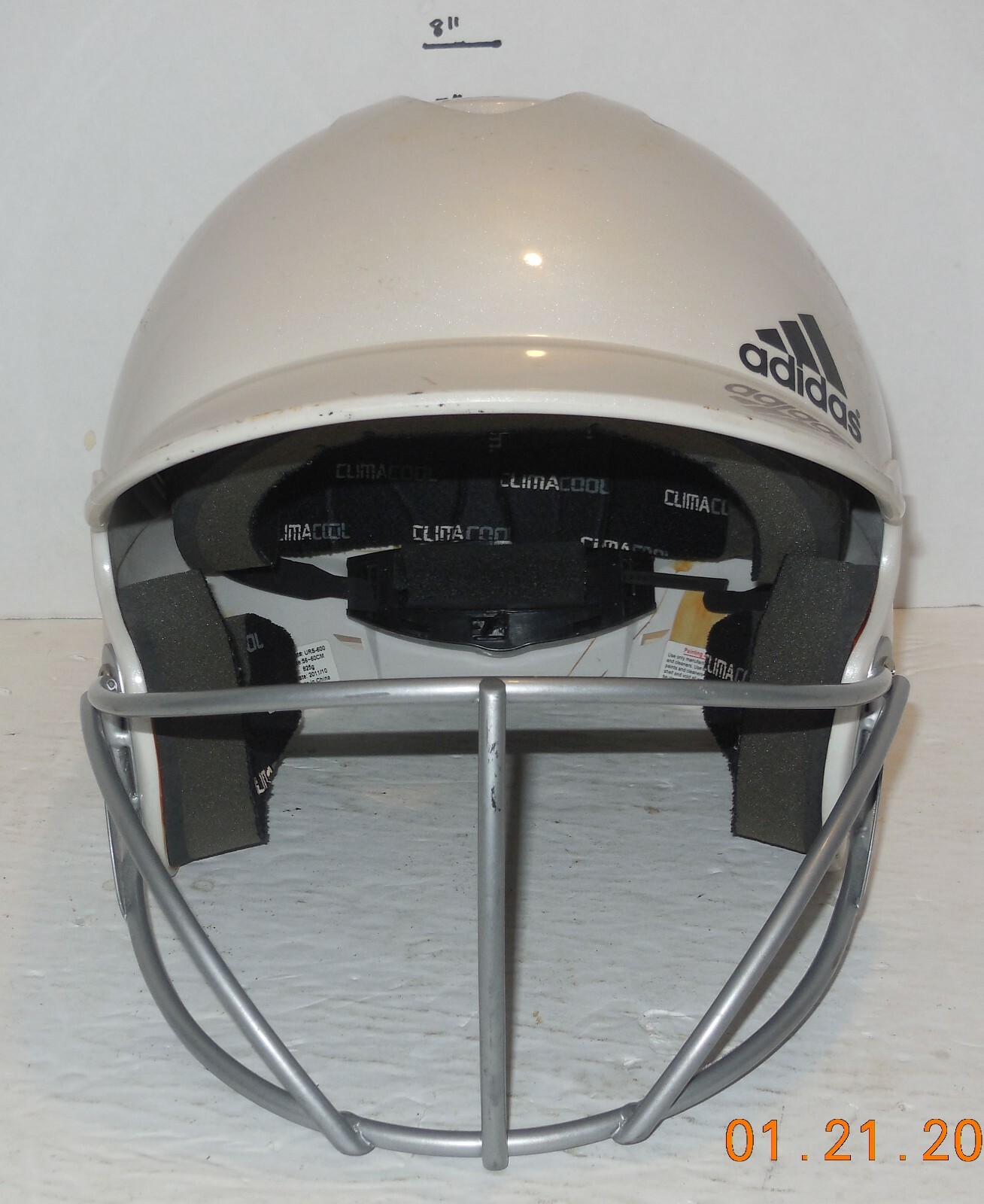 Adidas White Batters Helmet URS-600 + Face Mask 56 - 60 CM Softball Baseball