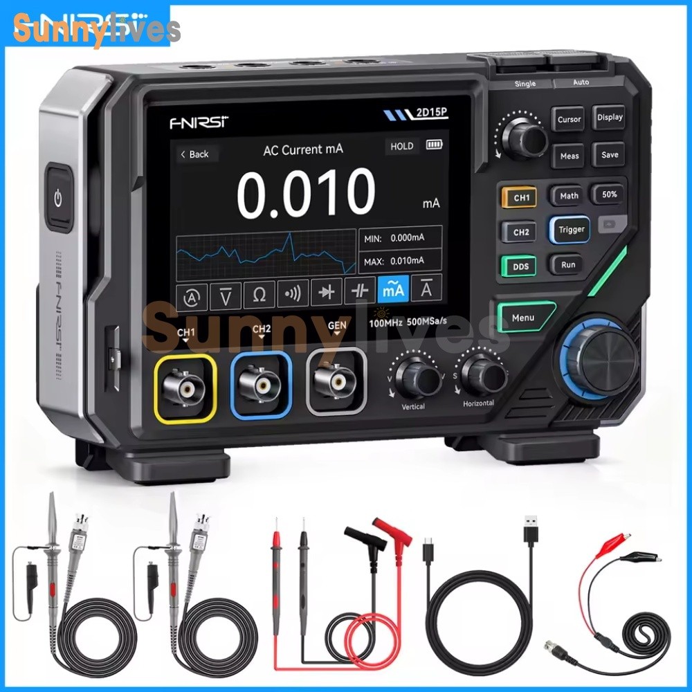 FNIRSI 2D15P Touchscreen Digital Oscilloscope Multimeter Signal Generator 100MHz