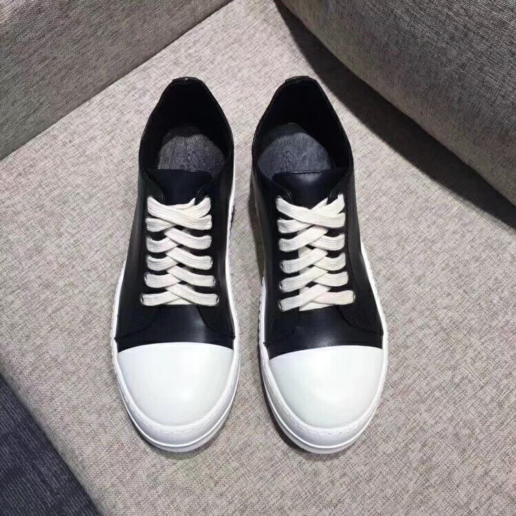 Rick Owens Drkshdw Low Top Sneakers Black Leather Jumbo Laces Men Women Shoes