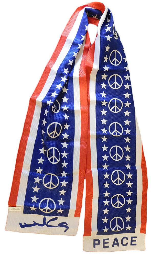 USA United States Stars Solid Peace Sign Printed Knitted Style Scarf 6.5"x60.5"