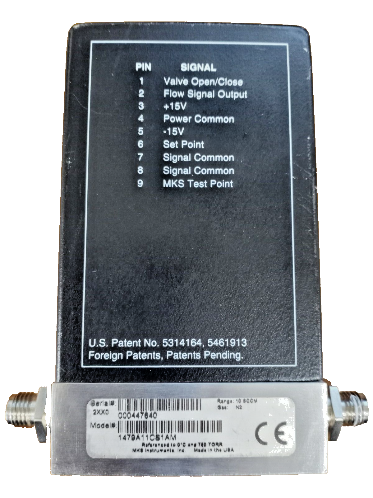 MKS Mass-Flo Controller, Model 1479A11CS1AM, 10 SCCM, Gas: N2