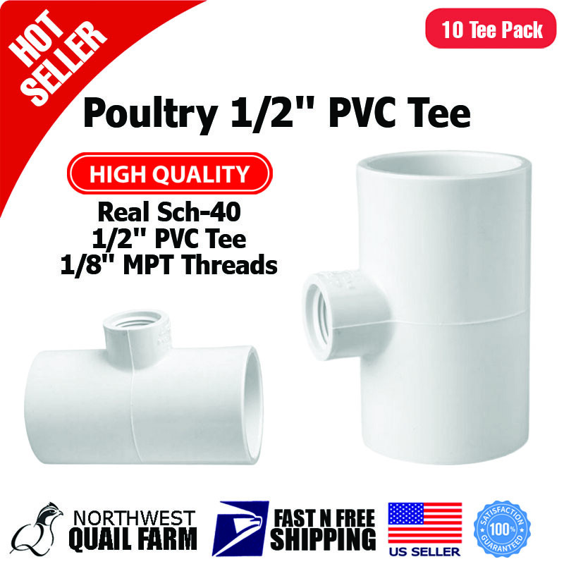 PVC Tee Fittings 10pcs Automatic Chicken Poultry Waterer Drinker Cups Nipples