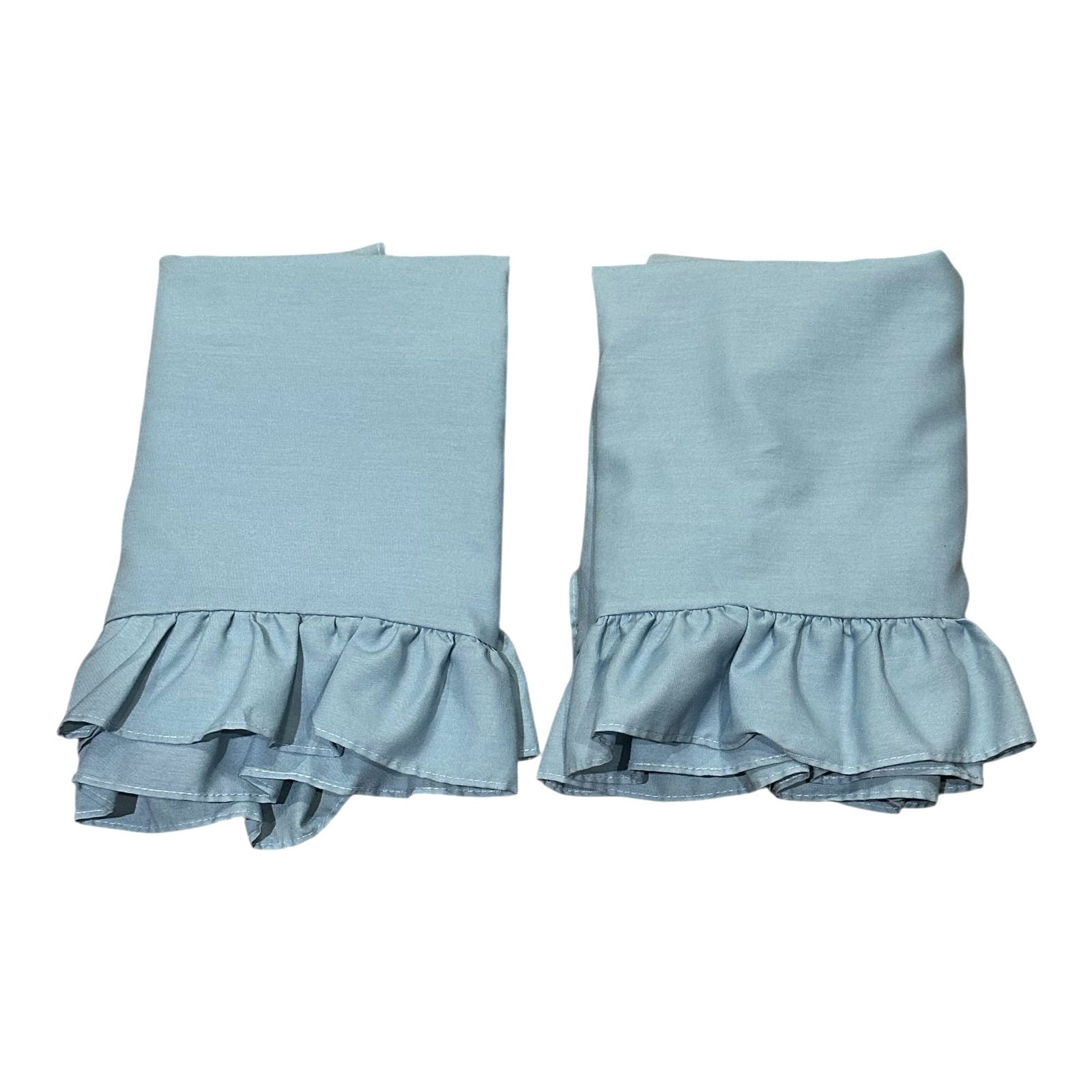 Pair of Vintage WestPoint Stevens Light Blue Ruffled Pillow Shams Cottagecore