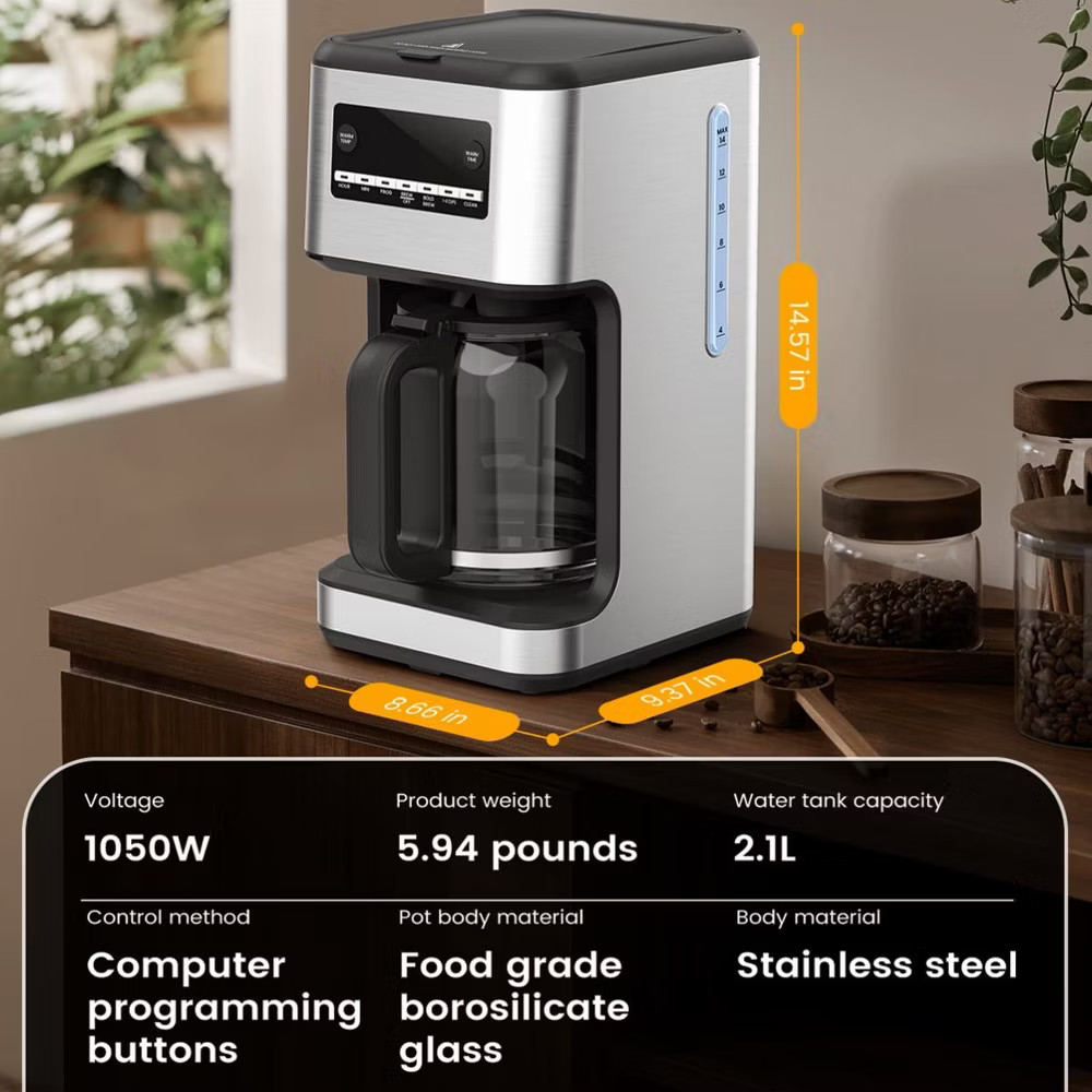 Kismile 14 Cup Drip Coffee Maker, 24-Hour Programmable Drip Coffee Machine, Bold
