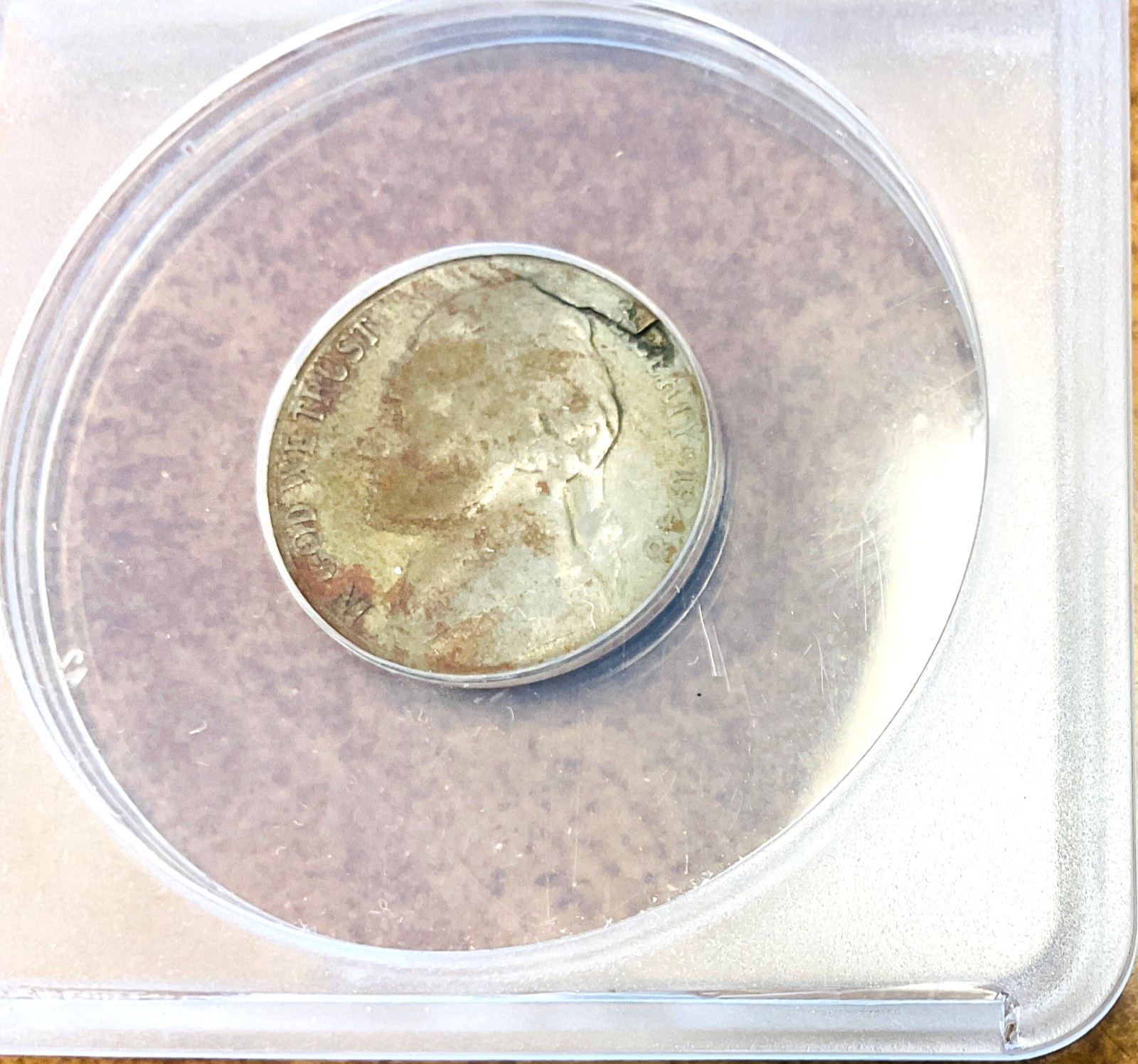 1948 S 5c Major Obverse Lamination ERROR, ANACS VF30