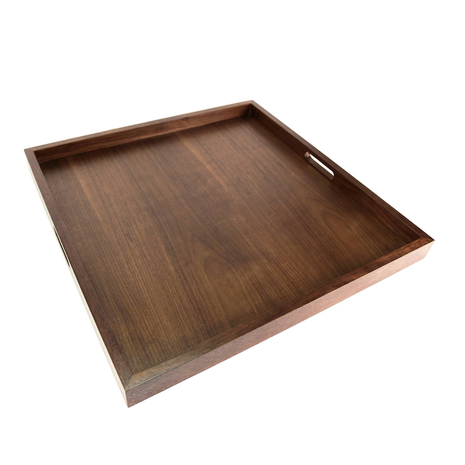 24x24 inches Square Walnut Wooden Ottoman Tray, Large Living Room Serving Tray