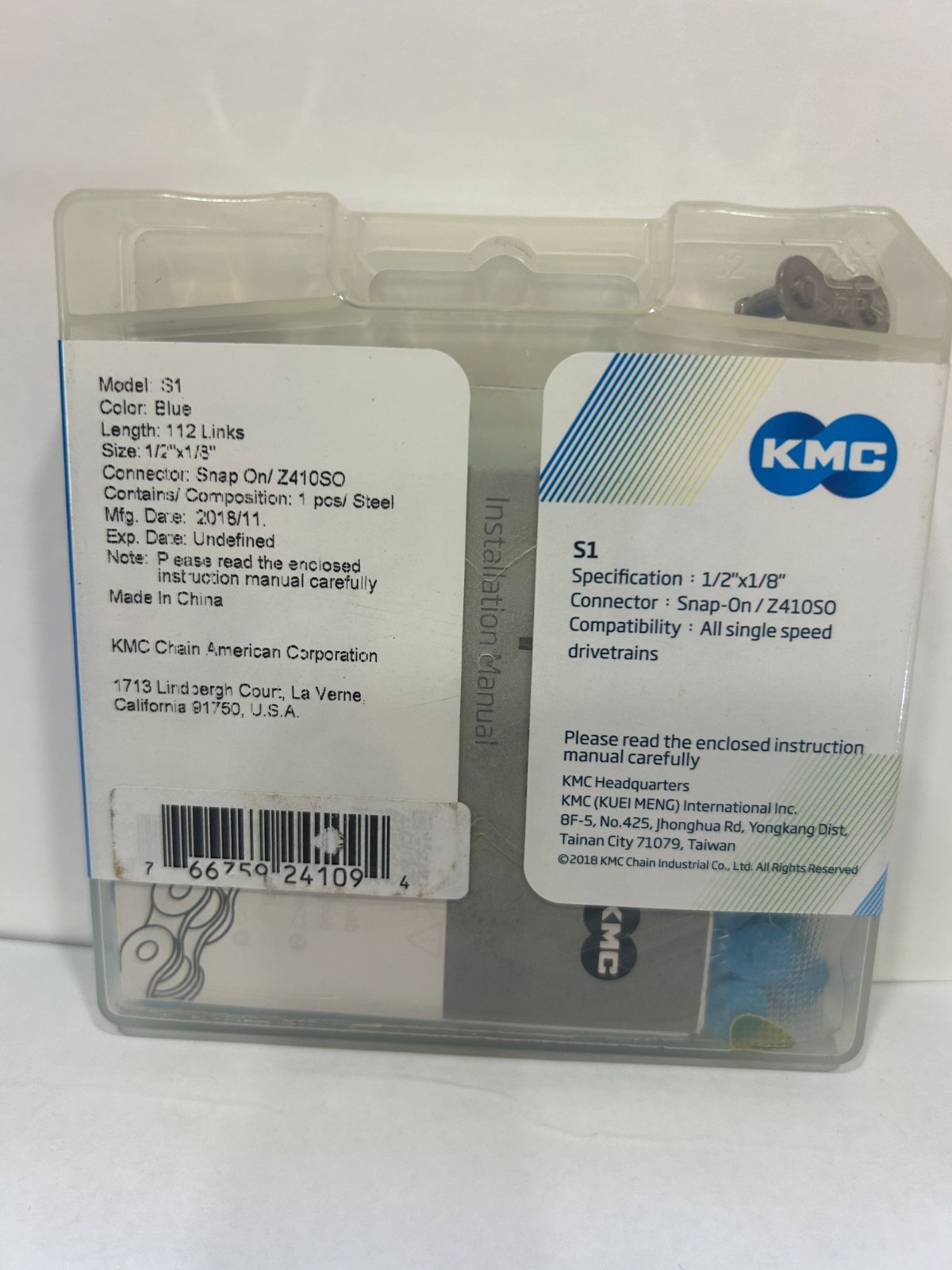 KMC S-1 Single Speed Bicycle Chain