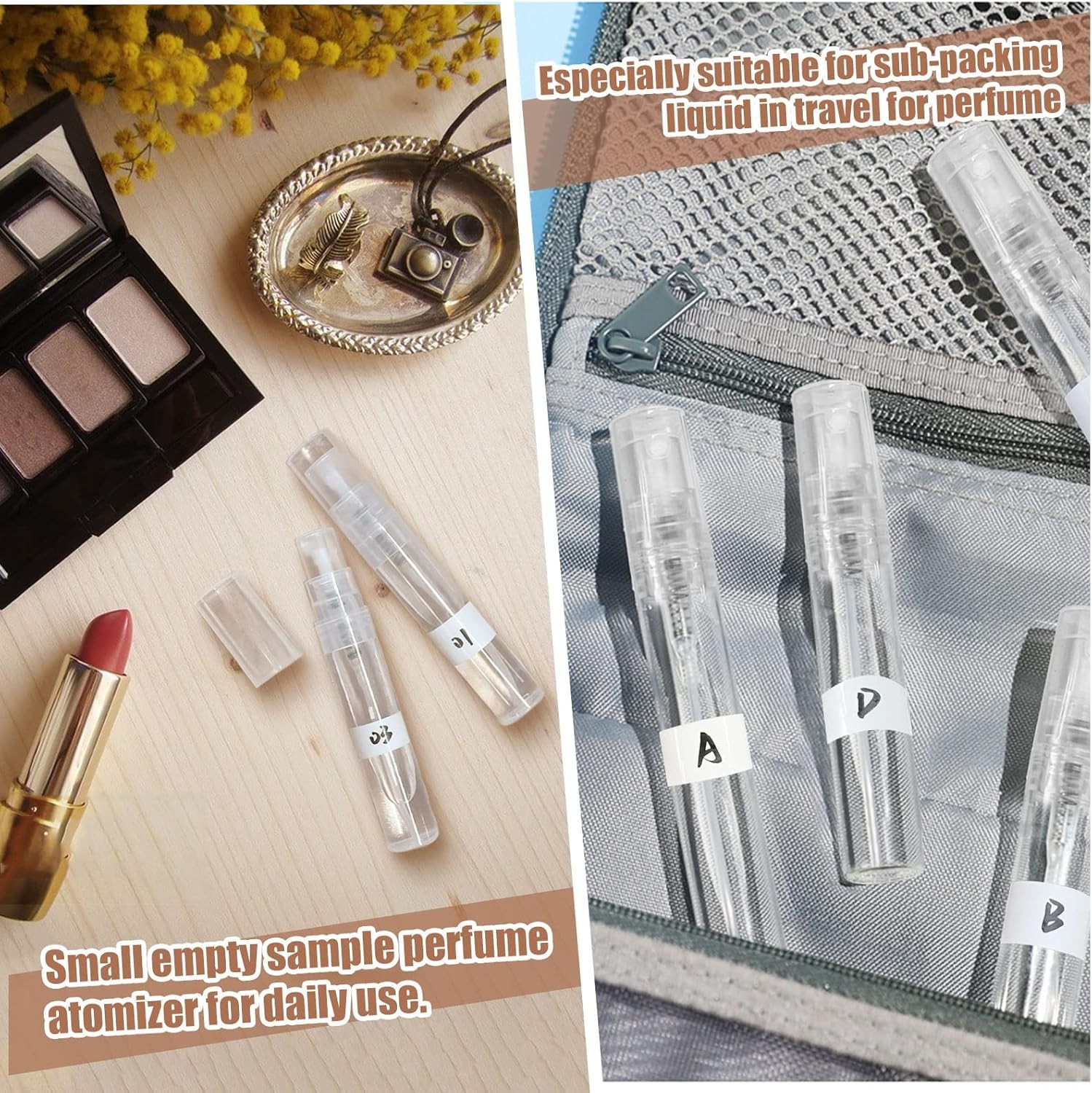 60PCS 5ml Mini Clear Plastic Spray Bottles Refillable Perfume Atomizers