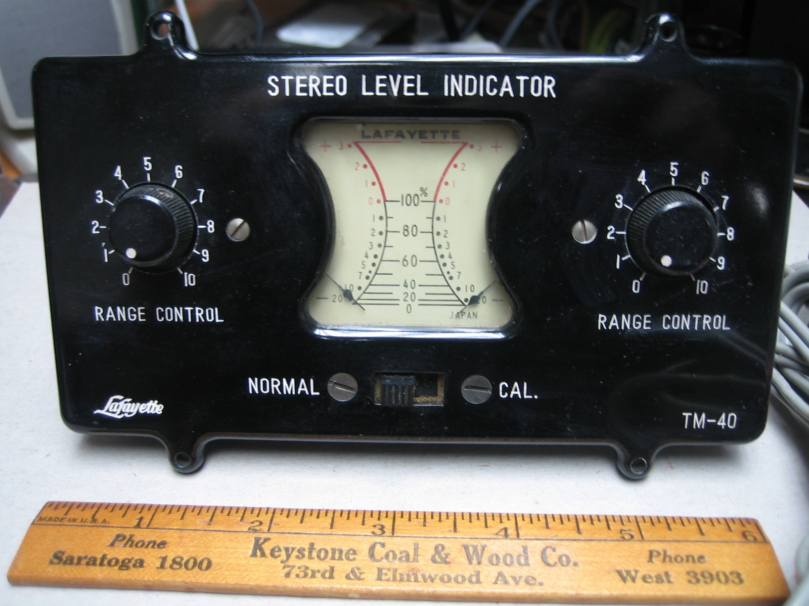 Vintage Lafayette STEREO LEVEL INDICATOR TM-40 Old School Twin Needle Meter