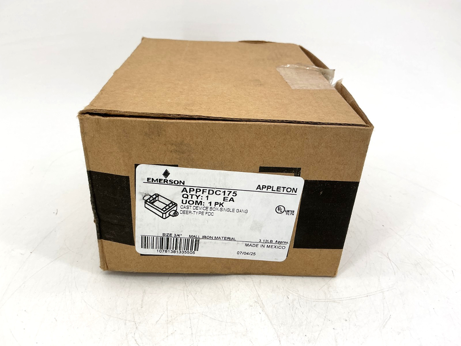 New Emerson Appleton APPFDC175 Cast Device Box-Single Gang Deep-Type FDC 3/4"