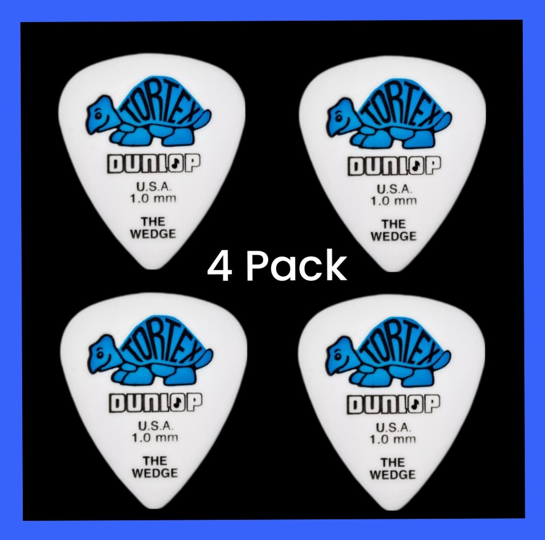 Dunlop Tortex Wedge Guitar Picks  4 Pack  Blue  1.0mm