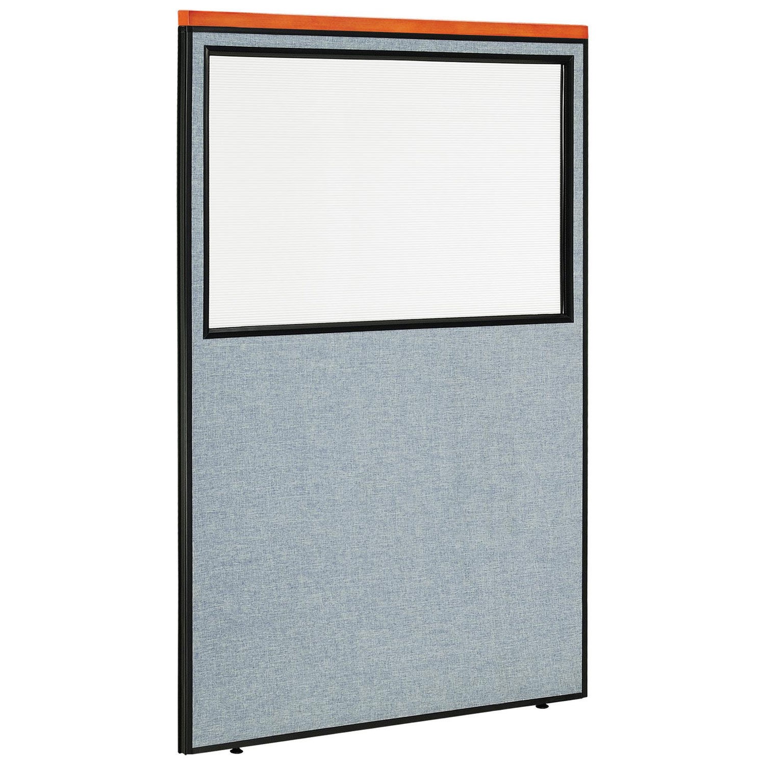 48-1/4"W x 73-1/2"H Deluxe Office Partition Panel with Partial Window Blue