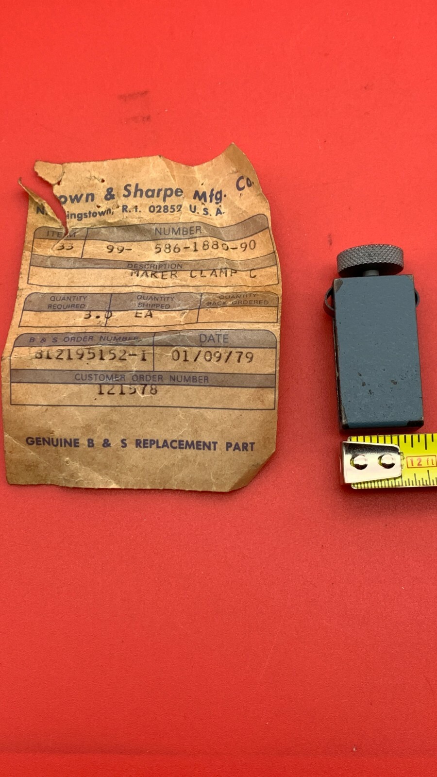 Brown & Sharpe 99-586-1880-90 Marker Clamp for Super-Line Height Gage  Vintage!