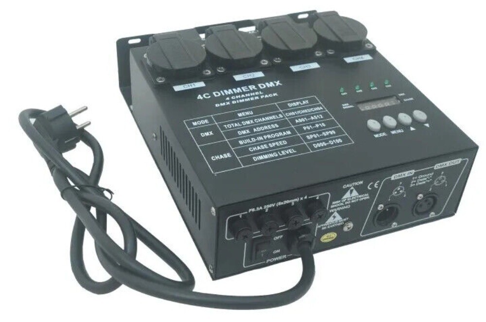 4 Channel LED Controller Digital DMX Dimmer Pack Remote Control for Stage
