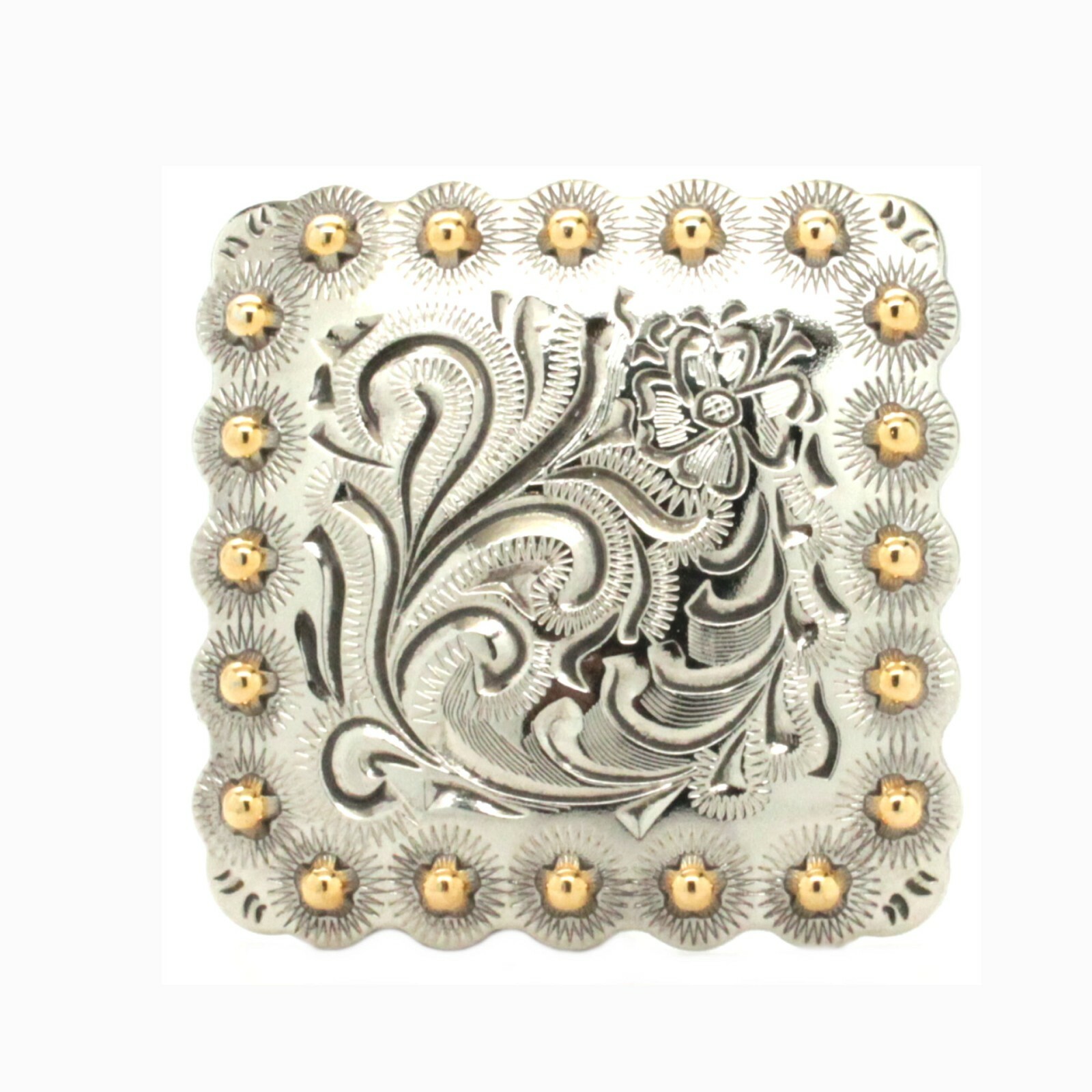 Square Berry Concho 1-3/8" Antique Silver And Rose Gold 7540-60