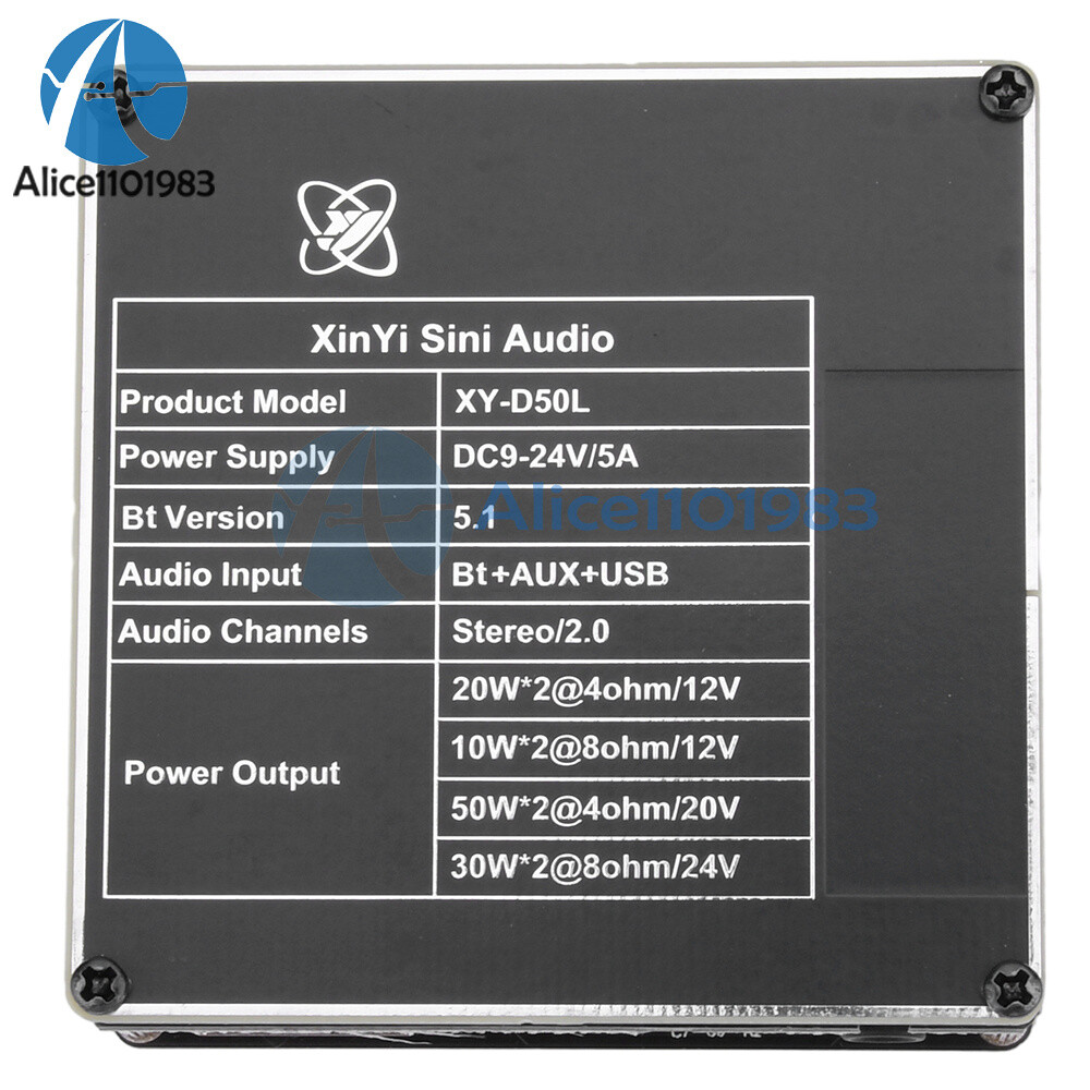 D50L Bluetooth 5.1 Stereo Audio Power Amplifier Board Rhythm Light APP Control
