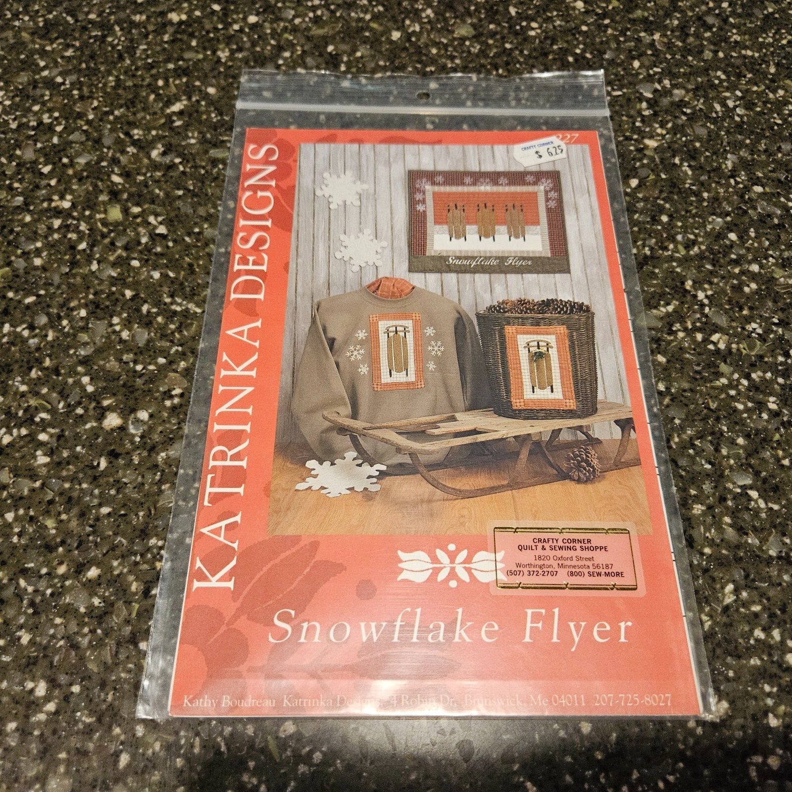 Snowflake Flyer Sled Wallhanging Applique Quilt Pattern Katrinka Designs 227